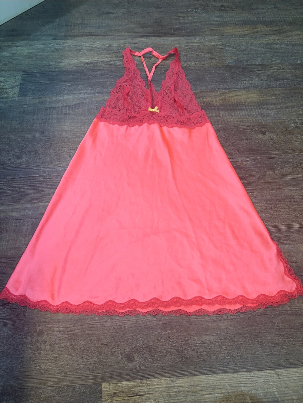 Victoria's Secret Coral Lace-Trim Chemise